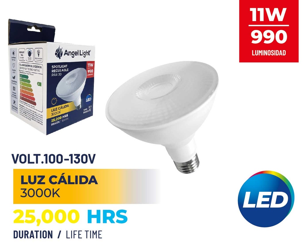 BOMBILLO LED PAR 30 11W LUZ CALIDA ANGEL LIGHT 8-825