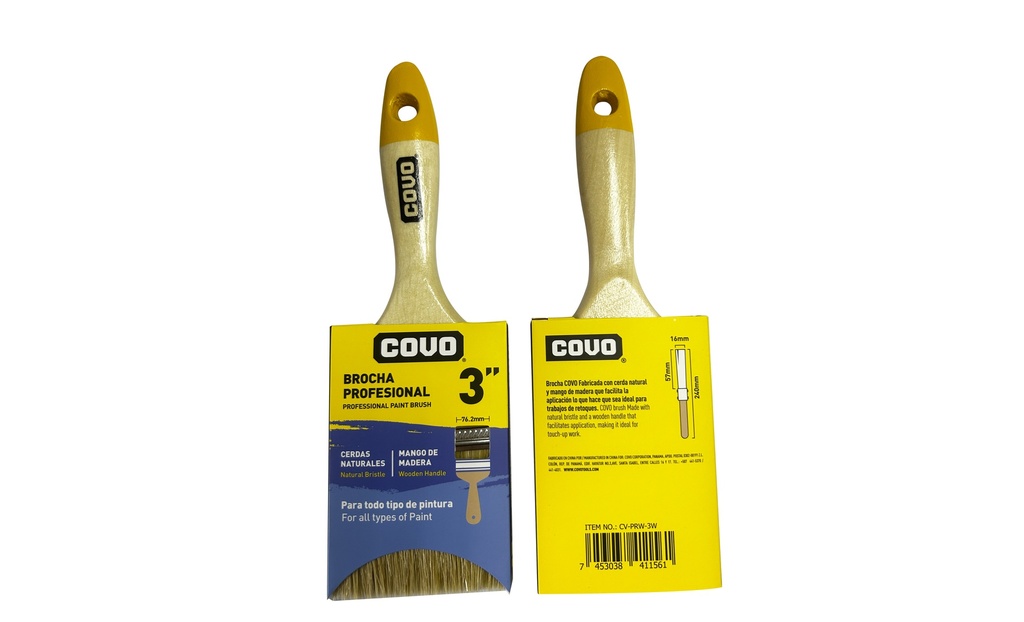 BROCHA M/MADERA CERDA BLANCA 3" COVO 8-843