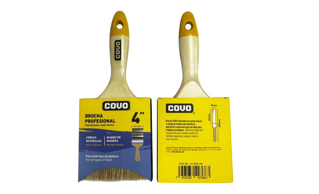 BROCHA M/MADERA CERDA BLANCA 4" COVO 8-845