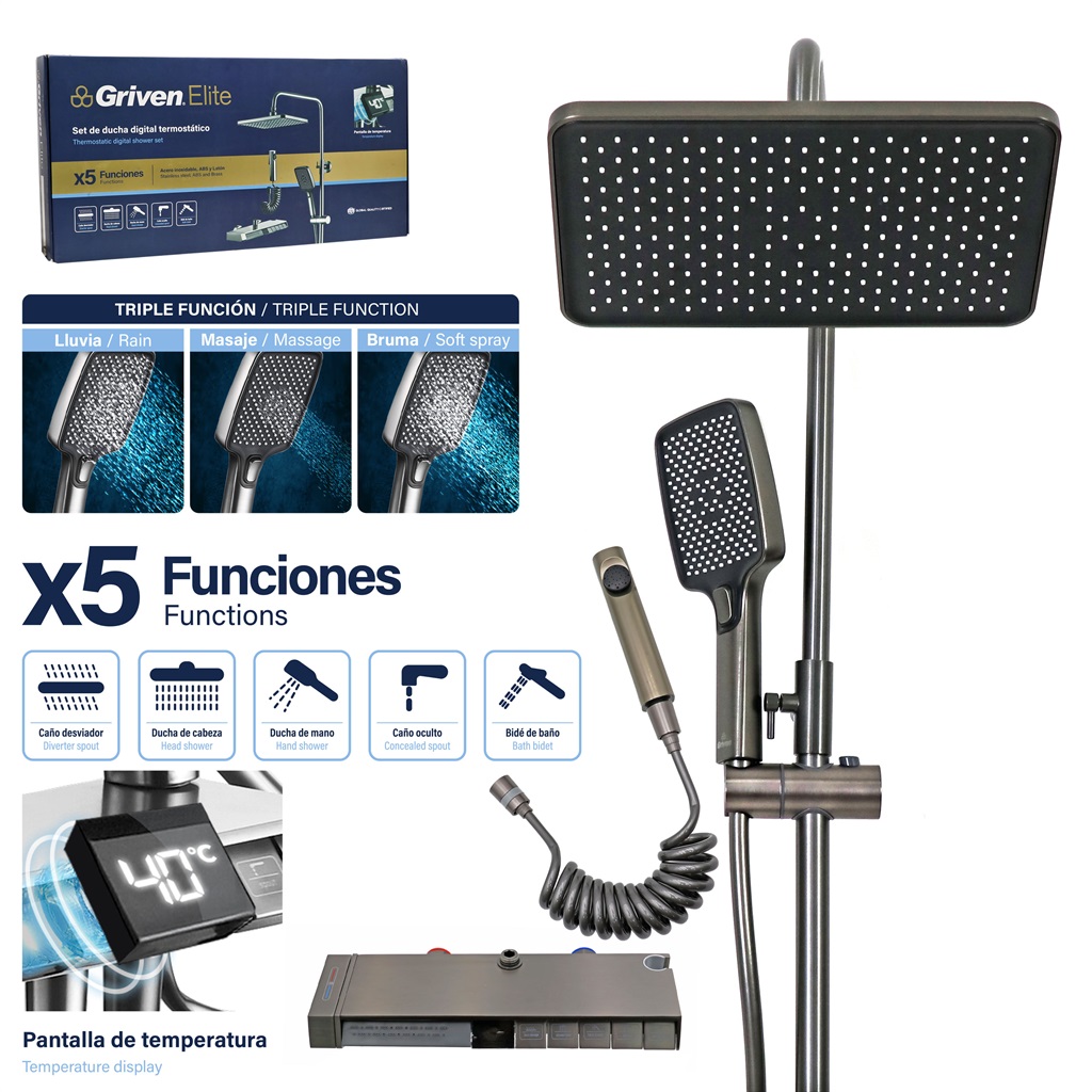 SET DE REGADERA DIGITAL GRIVEN ELITE 8-914