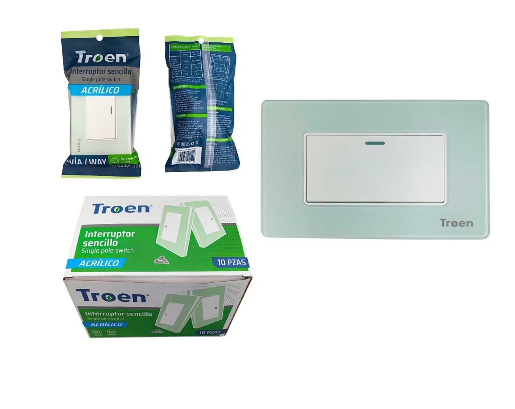 INTERRUPTOR SENCILLO ACRILICO NATURAL 3 WAY TROEN 8-935