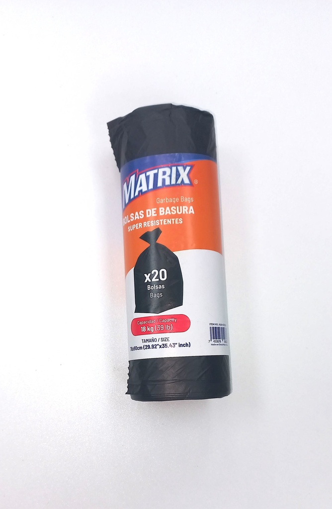 BOLSA DE BASURA 76x90CM 18KG x 20 UNID MATRIX 8-959
