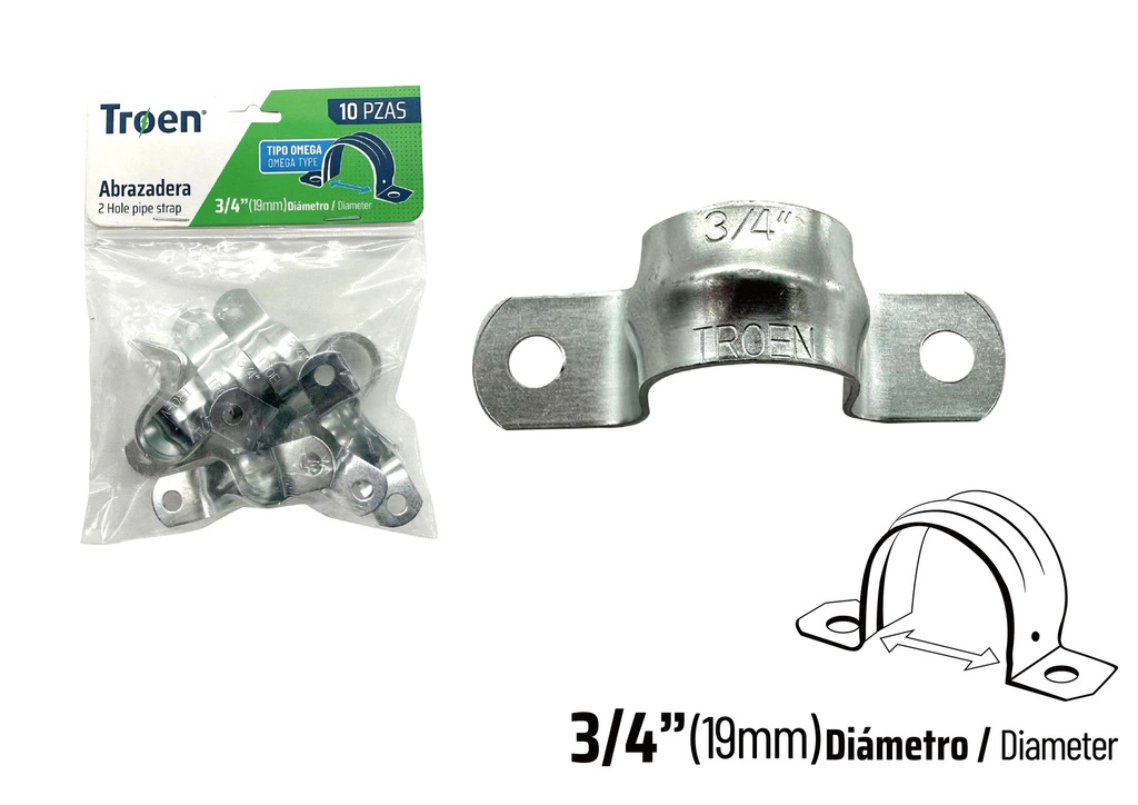 ABRAZADERA EMT DOBLE x 3/4" x 10 UNID TROEN 8-994