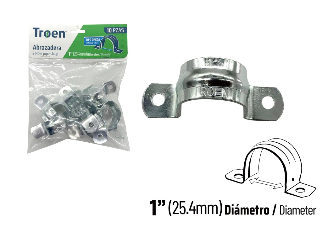 ABRAZADERA EMT DOBLE x 1" x 10 UNID TROEN 8-996