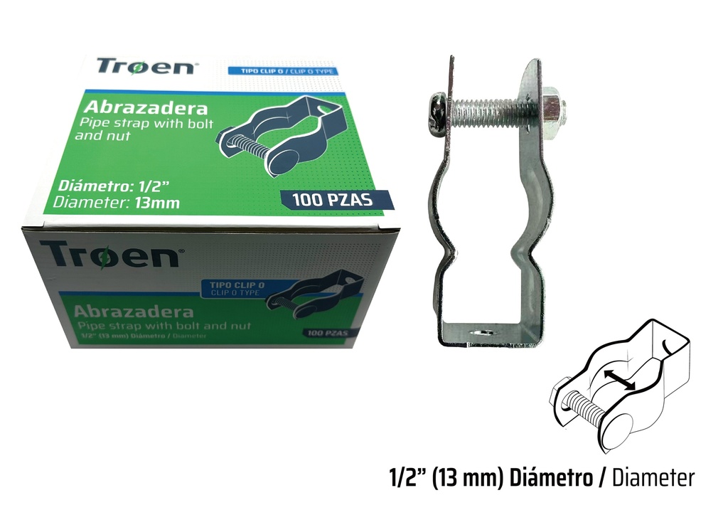 ABRAZADERA EMT CLIP x 1/2" x 100 UNID TROEN 9-004