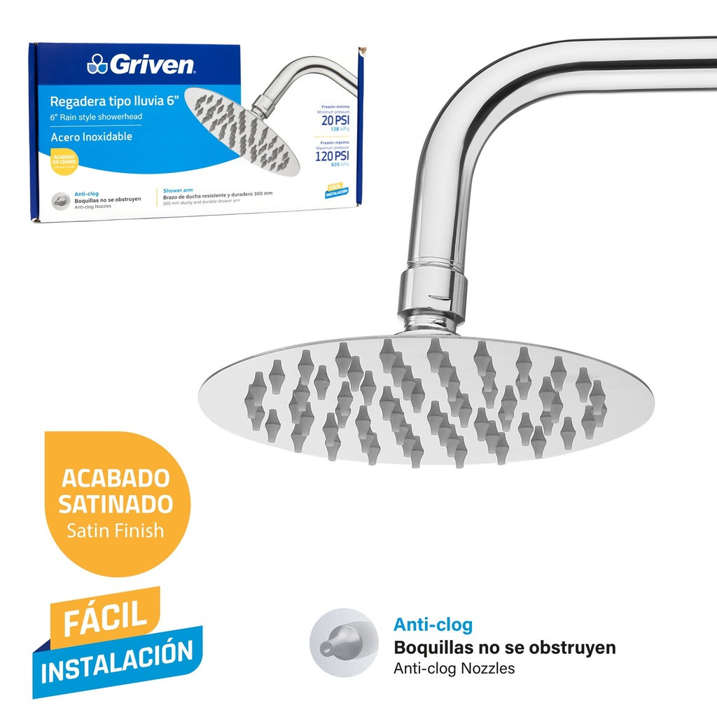 REGADERA REDONDA 6" GRIVEN 9-023