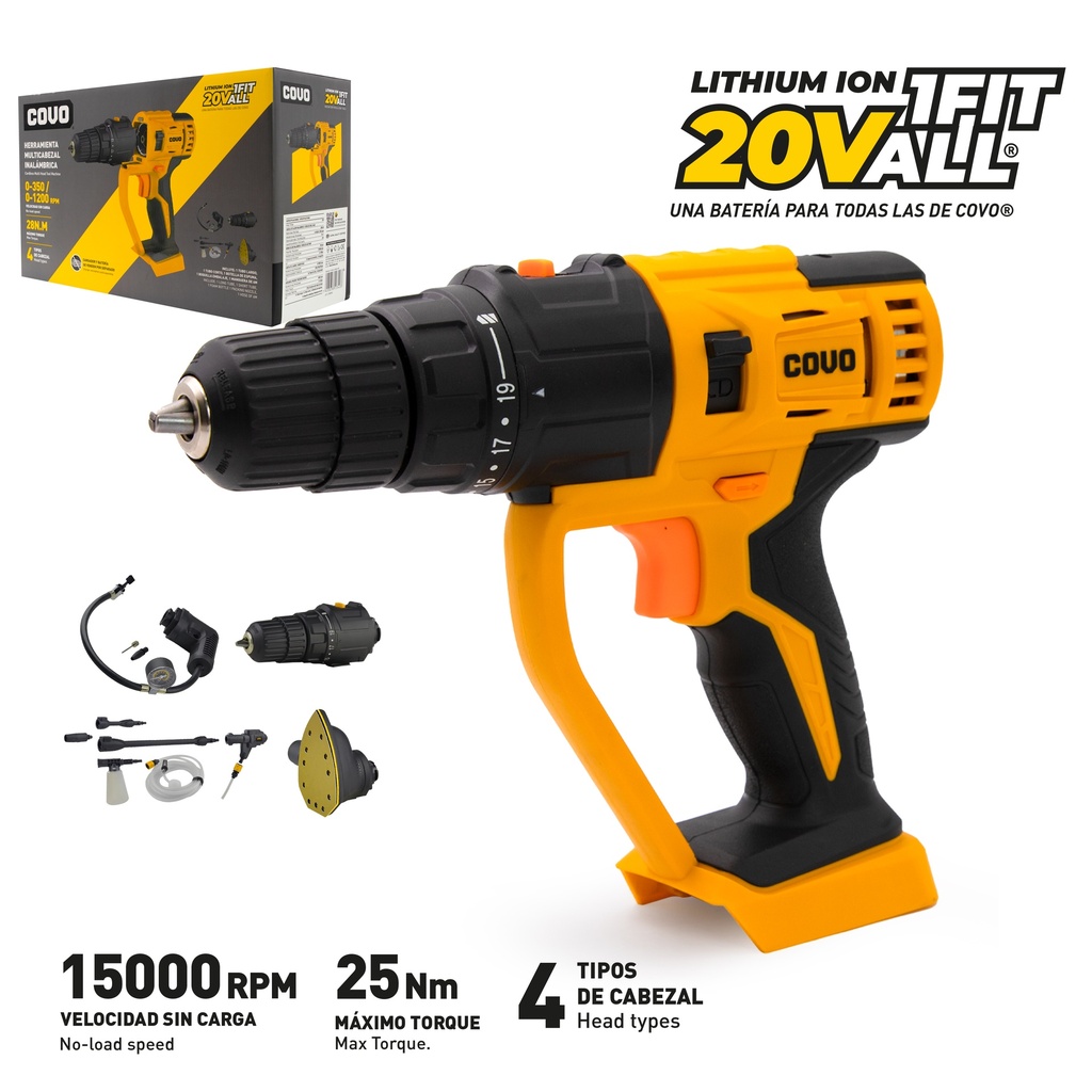 HERRAMIENTA MULTICABEZAL INALAMBRICO 20V COVO 9-090