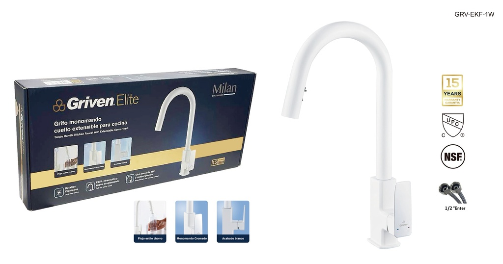 LLAVE FREGADERO MONO EXTEN MILAN GRIVEN ELITE 9-094