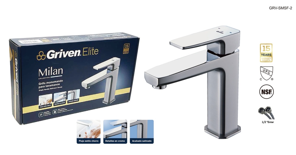 LLAVE LAVAMANO MONOMANDO MILAN GRIVEN ELITE 9-099