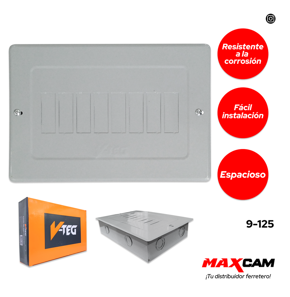 CAJA BREAKER EMPOTRAR 8 CIRCUITO V-TEG 9-125