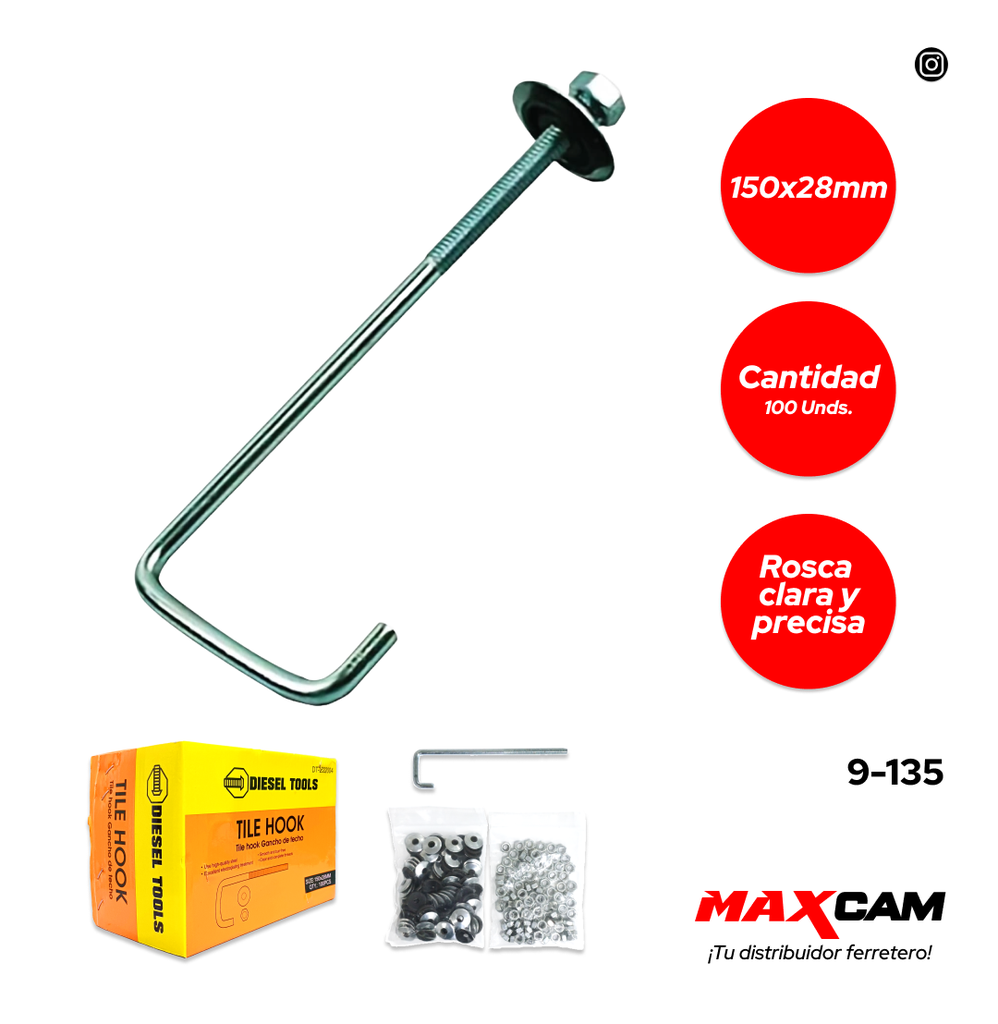 GANCHO 3 x 1 LARGO (150mm) x 100UNID DIESEL T 9-135