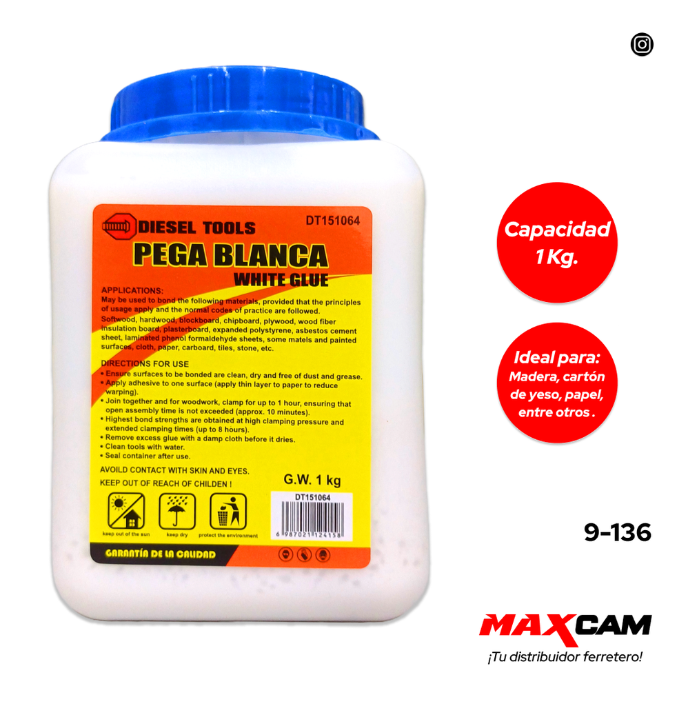 PEGA BLANCA 1KG DIESEL TOOLS 9-136