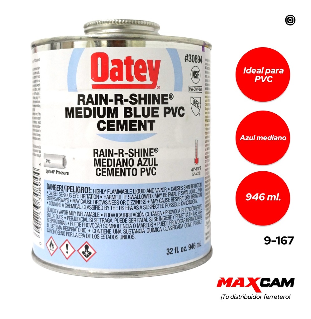 PEGA SOLDAR CONDIC HUM AZUL 1/4 OATEY 946ml 9-167