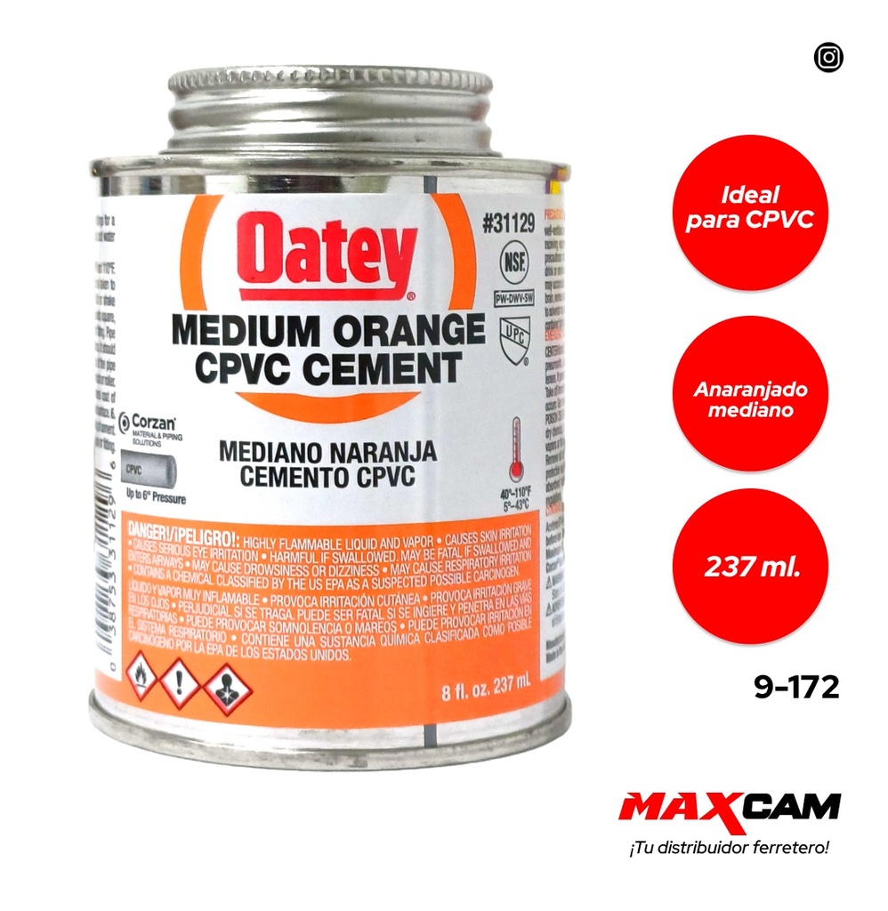 PEGA SOLDAR NARANJA A C 1/16 OATEY 237ml 9-172