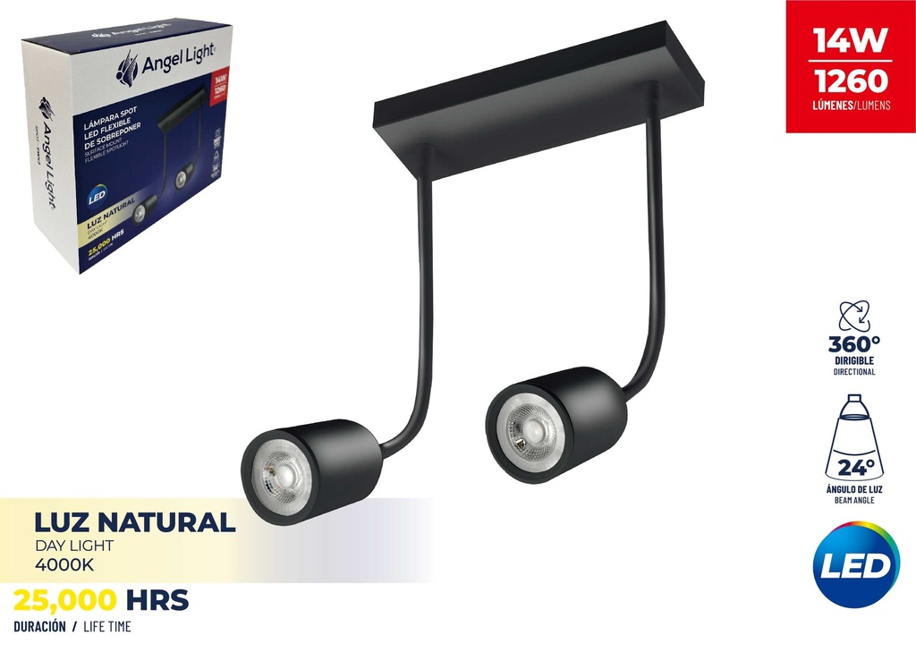 LAMPARA LED FLEXIBLE NEGRA 14W ANGEL L 9-184