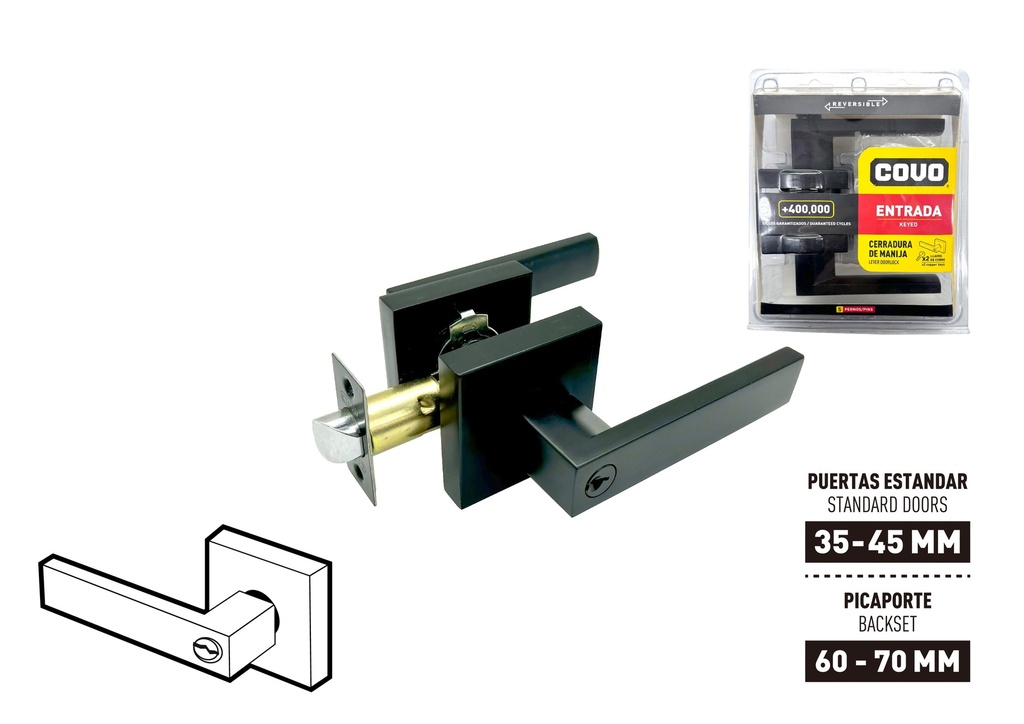CERRADURA C/MANILLA RECTA NEGRA COVO 9-203
