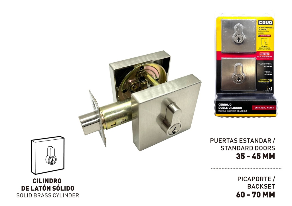 CERROJO CUAD LLAVE/LLAVE SATIN COVO 9-213