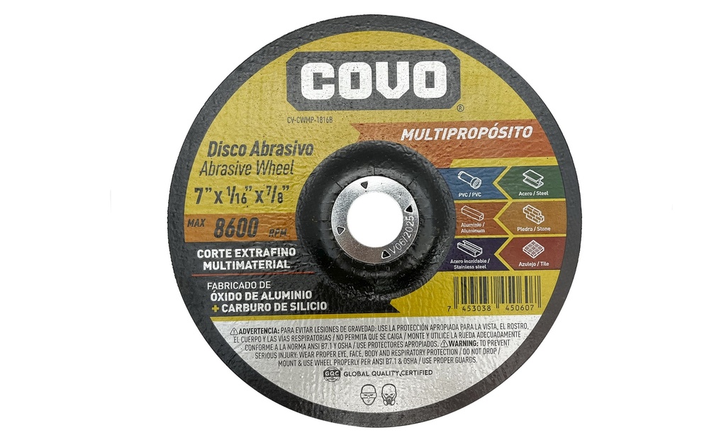 DISCO CORTE MULTIPROPOSITO 7" x 1/16" COVO (CONCOVO) 7-021