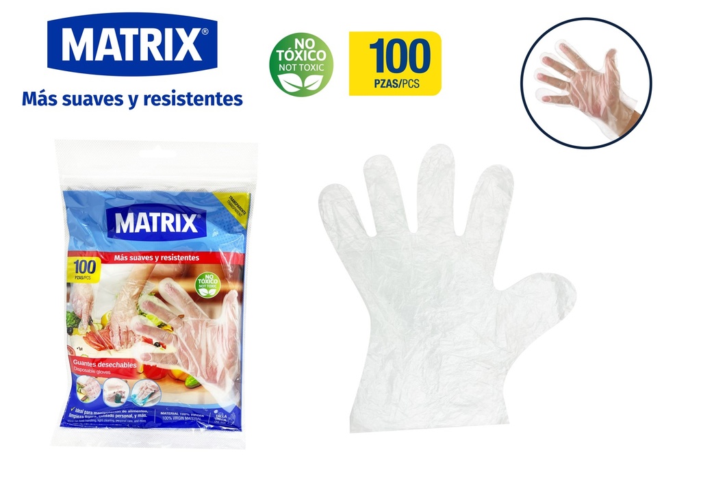 GUANTES DESECHABLES x 100 PCS MATRIX 7-032
