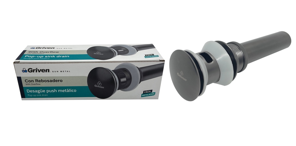 DESAGUE LAVAMANO PUSH C/REB GRIVEN GUN METAL 7-047