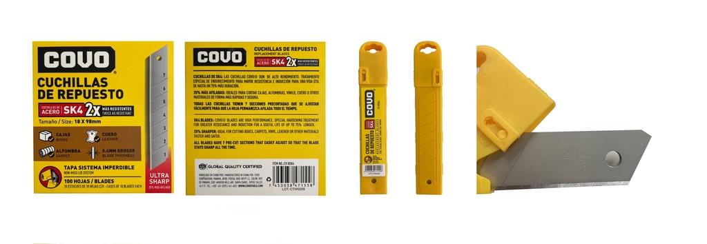 CUCHILLAS DE REPUESTOS P/EXACTOS x 10 UNID COVO 7-058