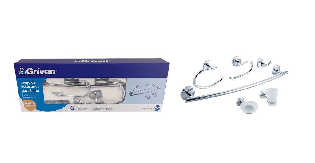ACCESORIO DE BAÑO 6 PIEZAS METALICO GRIVEN 7-073