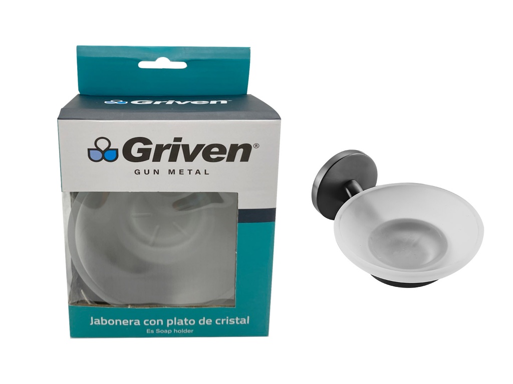 JABONERA C/PLATO GRIVEN GUN METAL 7-124