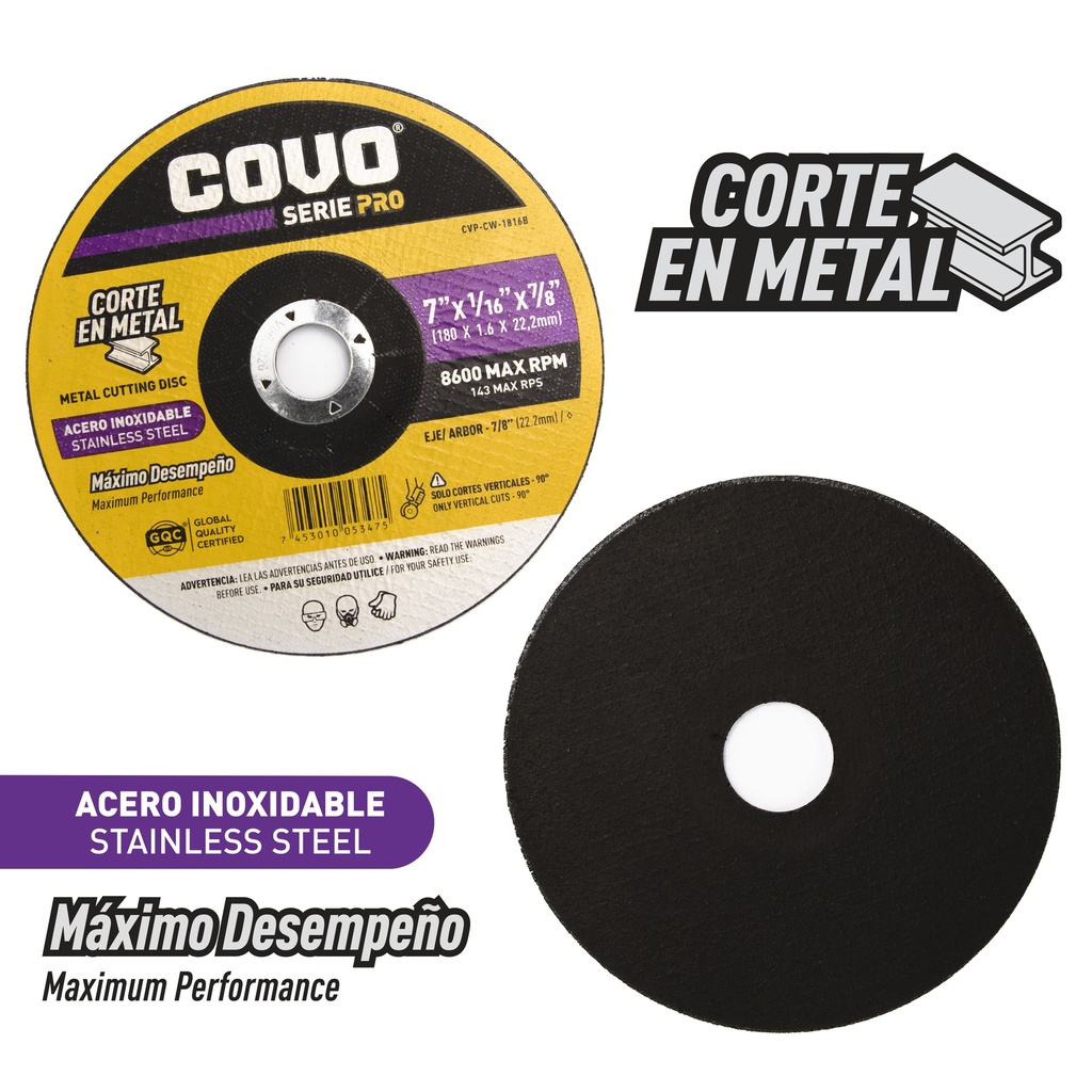DISCO C/METAL FINO 7" x 1/16" COVO PRO (CONCOVO) 7-129