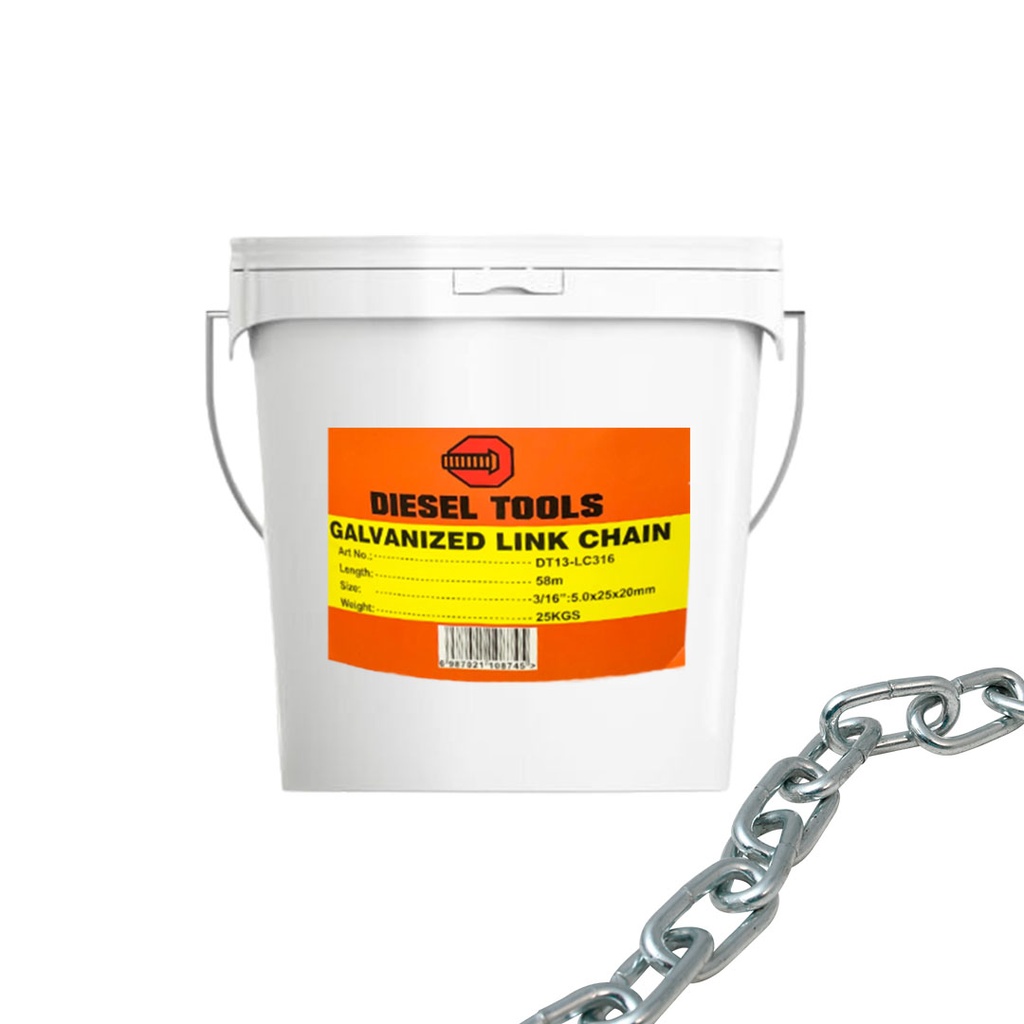 [7-161] CADENA GALVANIZADA x 3/16 x 25KG DIESEL TOOL 7-161