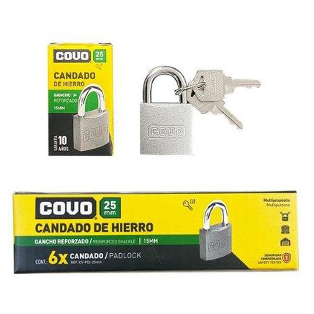 CANDADO HIERRO ARCO 25MM COVO 7-212