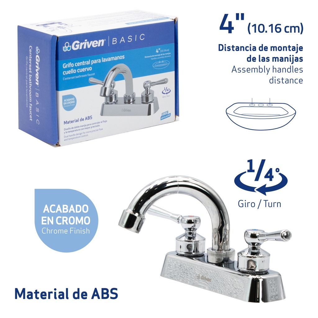 LLAVE LAVAMANO DOBLE PLAST/CROM GRIVEN BASIC 7-237