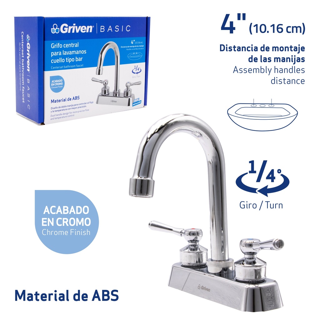 LLAVE LAVAMANO DOBLE PLAST/CROM GRIVEN BASIC 7-238