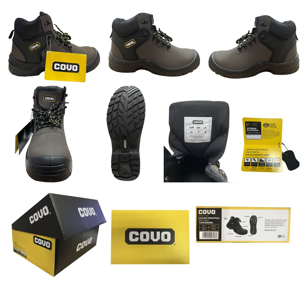 BOTAS DE SEGURIDAD MARRON N 41 COVO 7-298