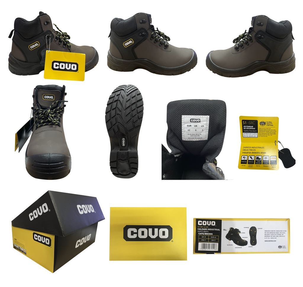BOTAS DE SEGURIDAD MARRON N 42 COVO 7-299