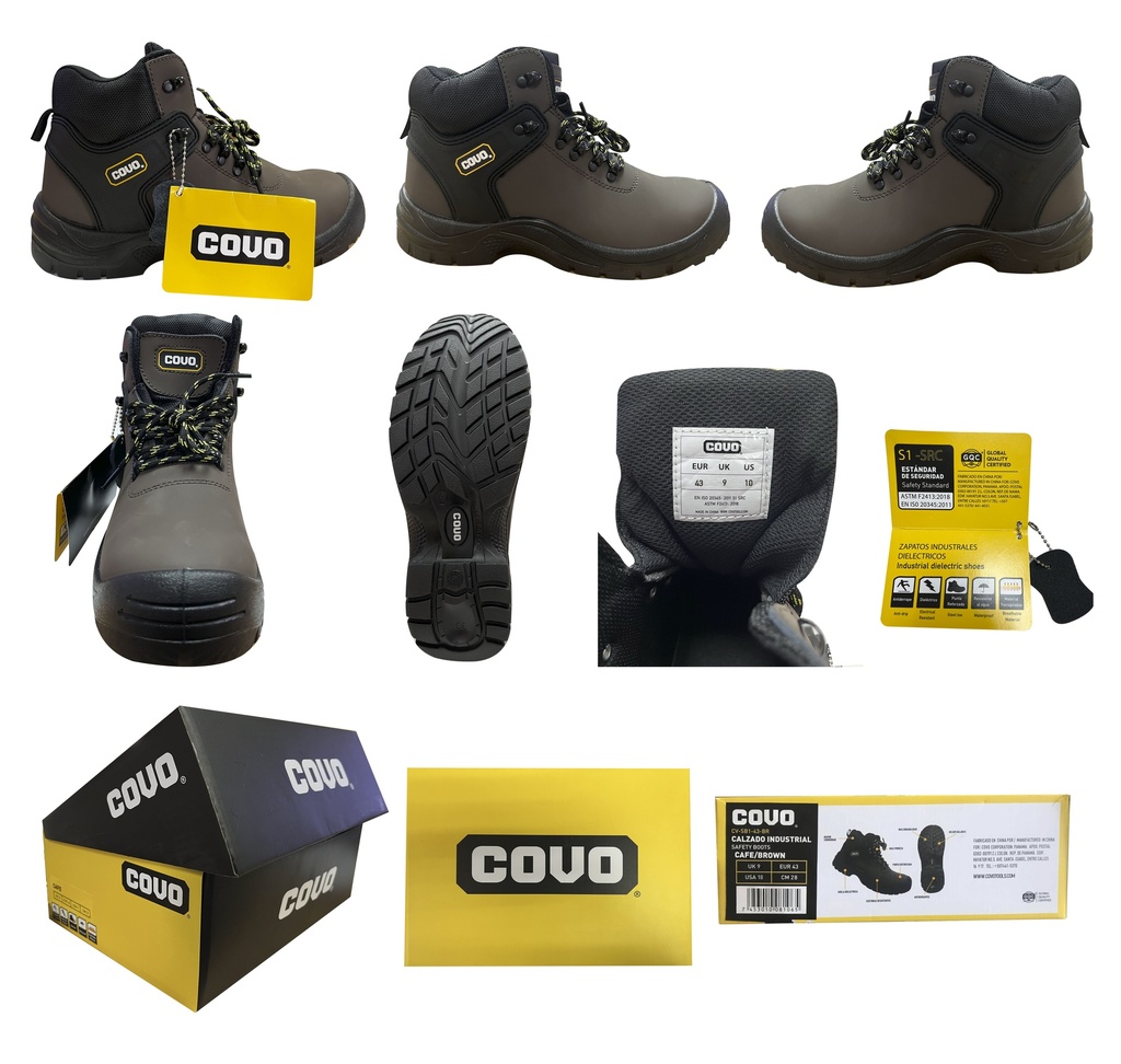 BOTAS DE SEGURIDAD MARRON N 43 COVO 7-300