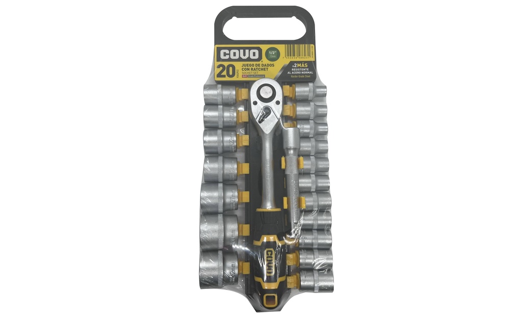 JUEGO DADOS C/RACHET 1/2" 20 PCS MM COVO 7-322