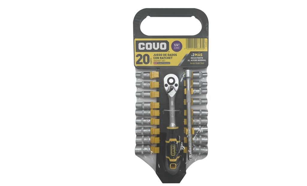 JUEGO DADOS C/RACHET 1/4" 20 PCS PULG COVO 7-323