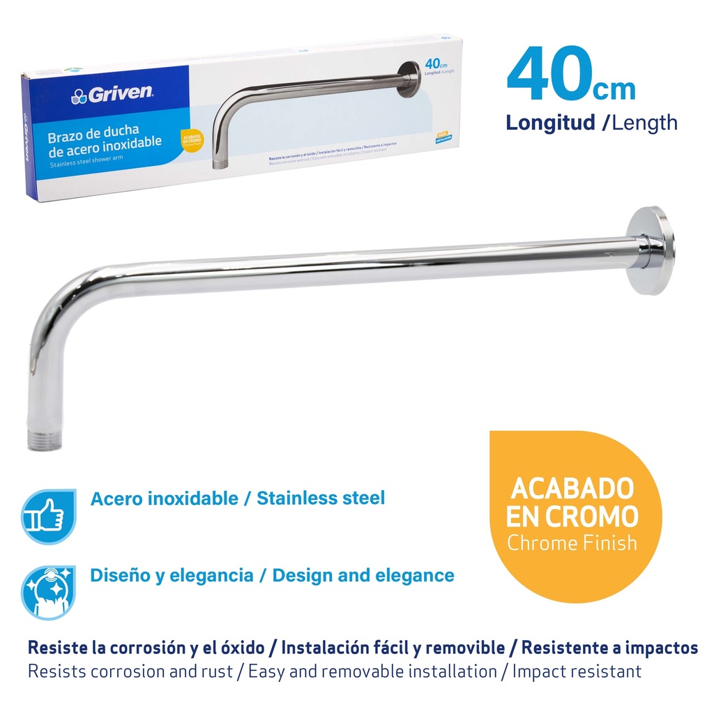 BRAZO P/REGADERA REDONDO 40 CM GRIVEN 7-352