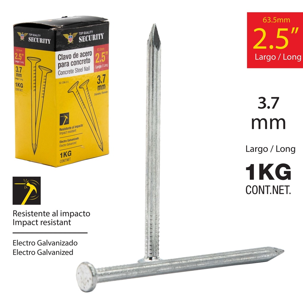 CLAVOS CONCRETO 2 1/2" 1KG SECURITY 7-432