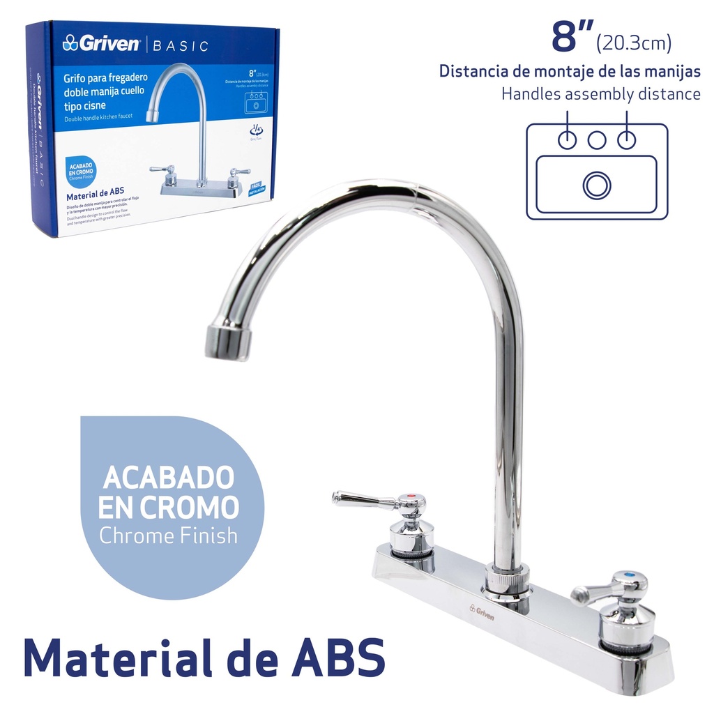 LLAVE FREGADERO DOBLE PLAST/CROM GRIVEN BASIC 7-498