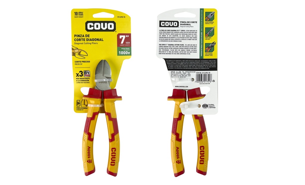 ALICATE CORTE DIAGONAL 7" AISLADO COVO 7-513