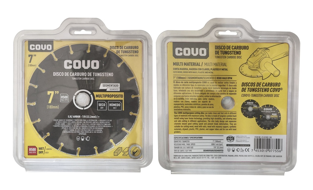 DISCO CARBURO DE TUNGSTENO 7" COVO 7-523
