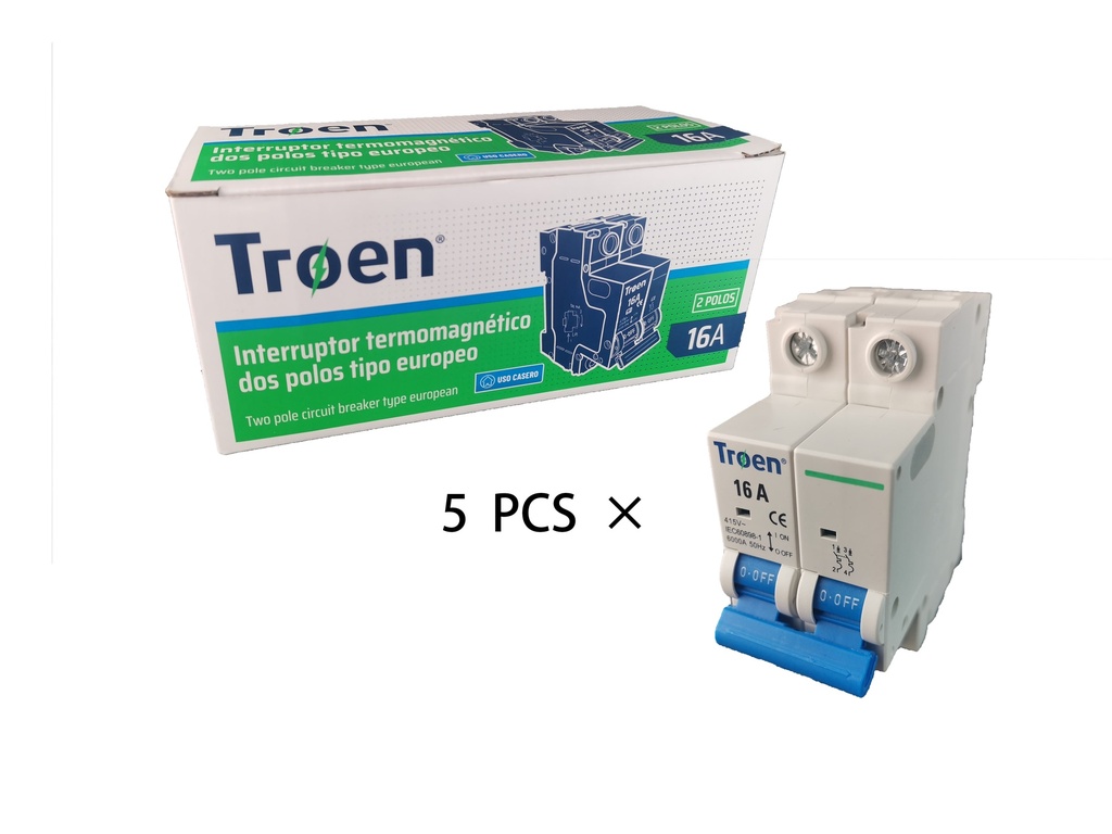 BREAKER TERMOMAGNETICO 2P x 16 AMP TROEN 7-541