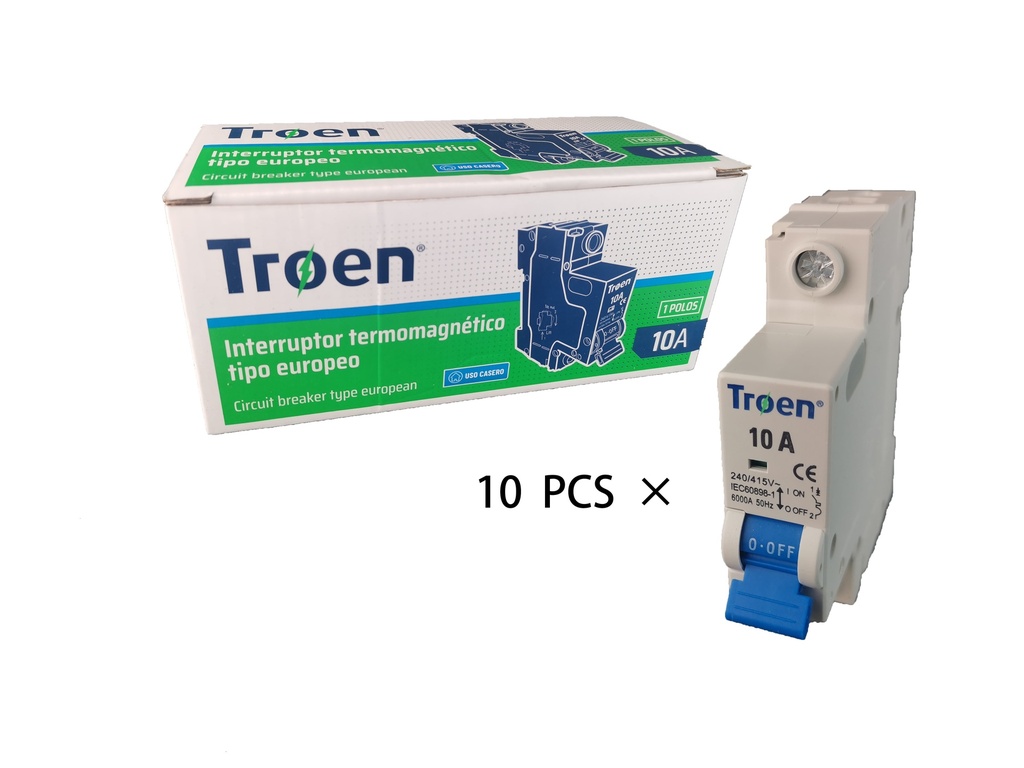 BREAKER TERMOMAGNETICO 1P x 10 AMP TROEN 7-548