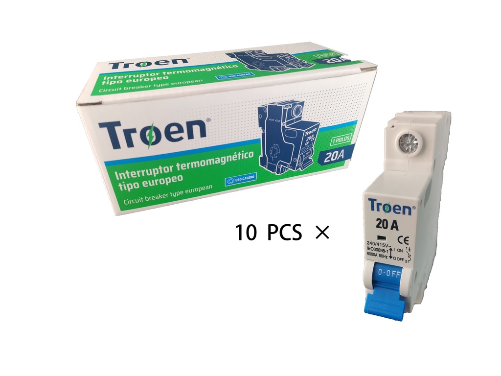 BREAKER TERMOMAGNETICO 1P x 20 AMP TROEN 7-550
