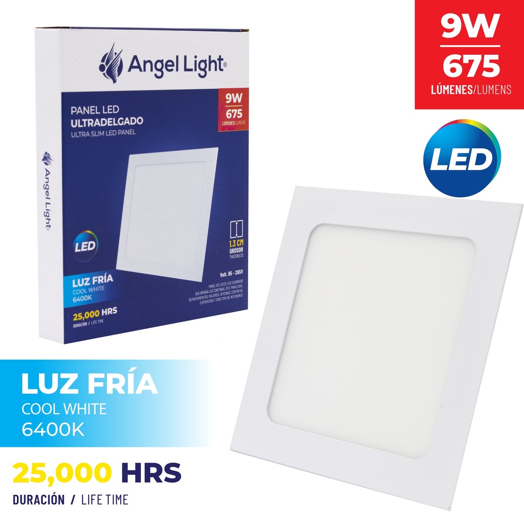 PANEL LED EMP CUAD LUZ FRIA 9W ANGEL L 7-566