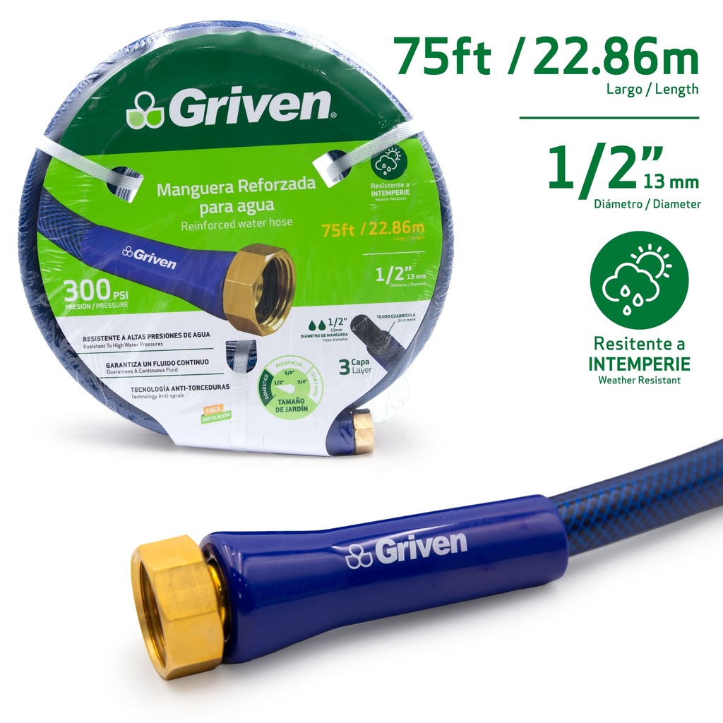 MANGUERA CUL C/CONEX 1/2" x 22,86 MTS GRIVEN 7-595