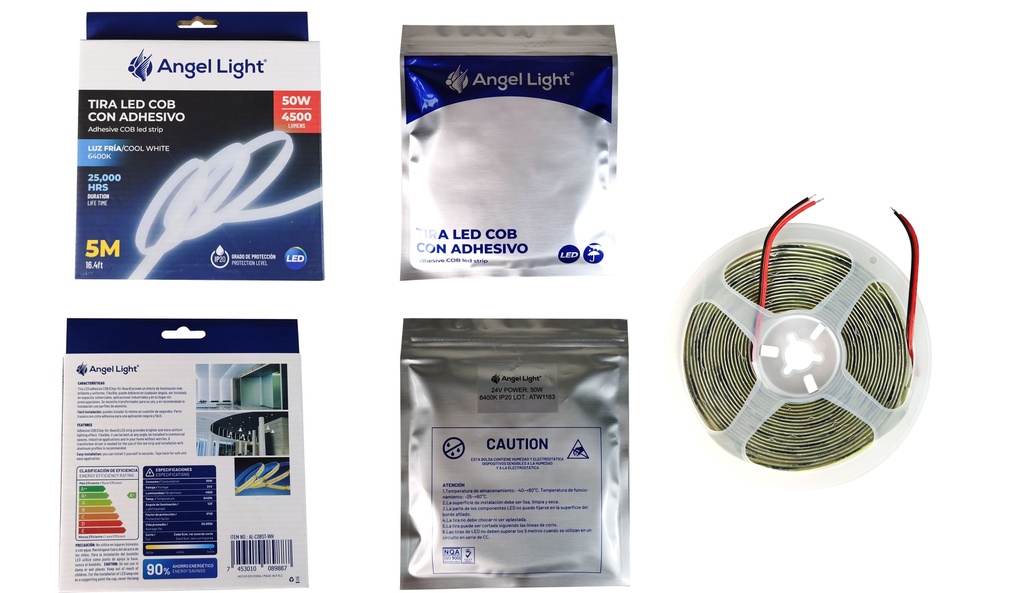 CINTA LED COB BLANCA 5 MTS x 50W C/ADHESIVO ANGEL LIGHT 7-614