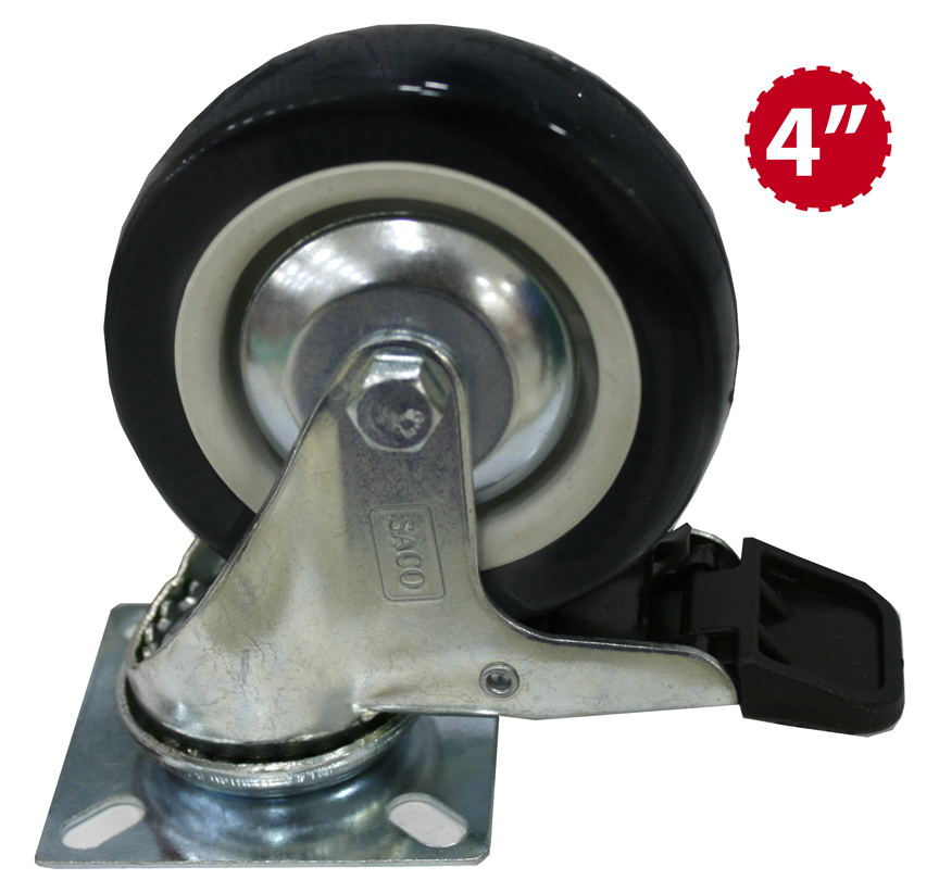 RUEDA GIRATORIA C/FRENO NEGRA 4" x UNID SACO 7-672