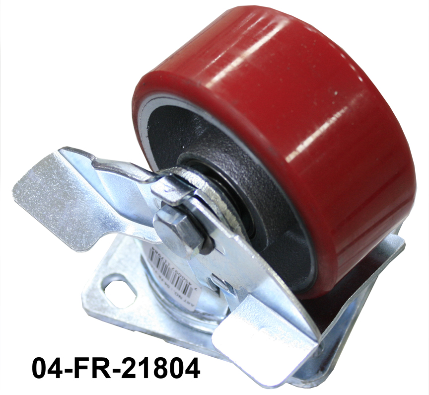 RUEDA GIRATORIA C/FRENO ROJA 4" INDUSTRIAL 7-674